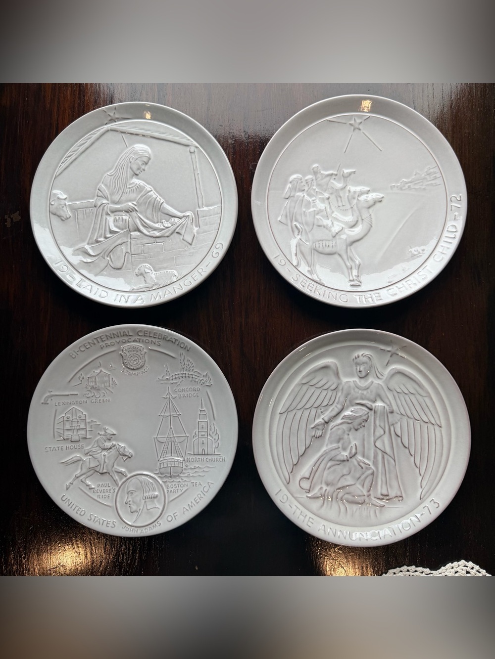 Vintage Frankoma White Ceramic Plates - Set of 4